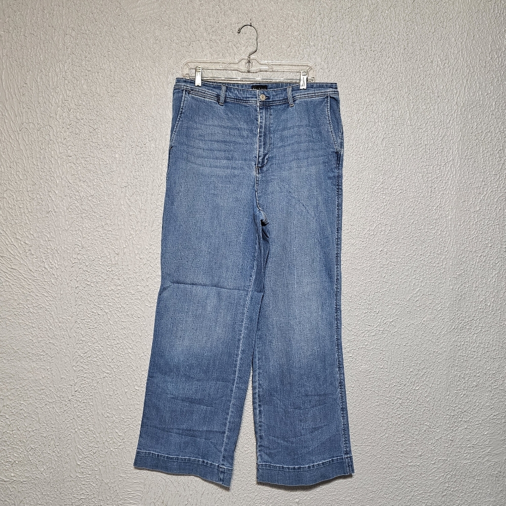 Talbots Wide Leg Jeans Womens Size 14 High Baggy Boho Hippie Festival Y2K
